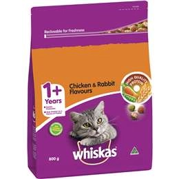 Whiskas Adult 1+ Years Dry Cat Food Chicken & Rabbit Flavours 800g