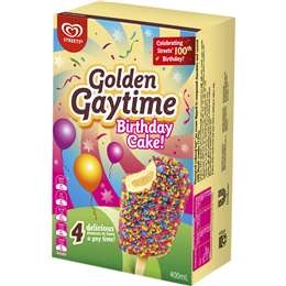 Golden Gaytime Streets Birthday Cake Ice Cream Sticks 100ml X 4 Pack