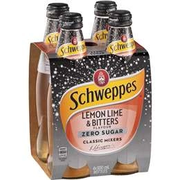 Schweppes Zero Sugar Classic Mixers Lemon Lime Bitters Soft Drink 300ml X 4 Pack