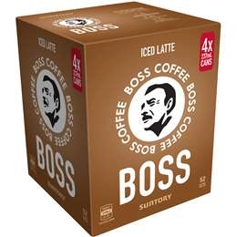 Suntory Boss Coffee Iced Latte Cans  237ml X4 Pack