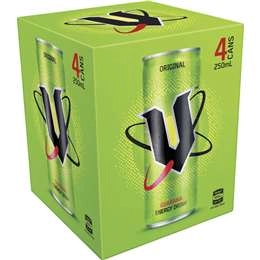 V Original Guarana Energy Drink 4x250ml