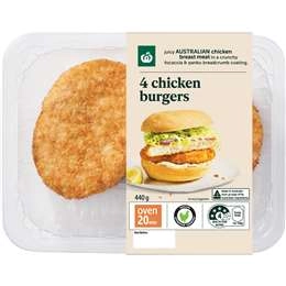 Woolworths Crumbed Chicken Burgers  440g