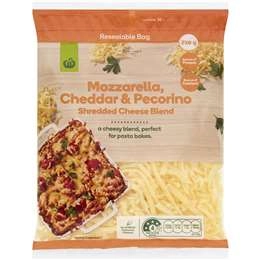 Woolworths Shredded Mozzarella Cheddar & Pecorino Blend 250g