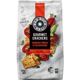 Red Rock Deli Gourmet Crackers Sundried Tomato & Italian Herbs 130g