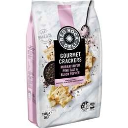 Red Rock Deli Gourmet Crackers Murray River Pink Salt & Black Pepper 130g