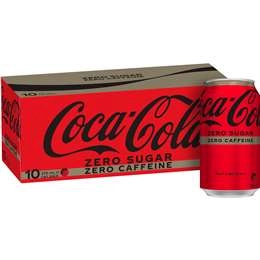 Coca-cola Caffeine Free Zero Sugar Soft Drink Multipack Cans 10 X 375ml