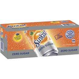 Sunkist Zero Sugar Orange Soft Drink Cans Multipack 375ml X 10 Pack