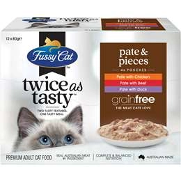 Fussy Cat Grain Free Adult Wet Cat Food Pate & Pieces 80g X12 Pack