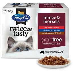 Fussy Cat Grain Free Adult Wet Cat Food Mince & Morsels 80g X12 Pack