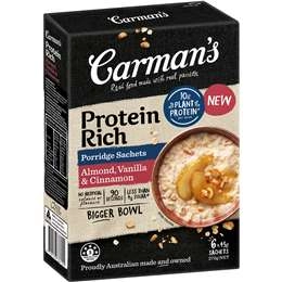 Carman's Porridge Sachets Protein Rich Almond, Vanilla & Cinnamon 6 Pack