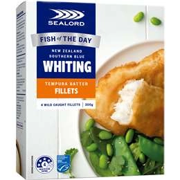 Sealord Fish Of The Day Whiting Tempura Batter Fillets 4 Pack