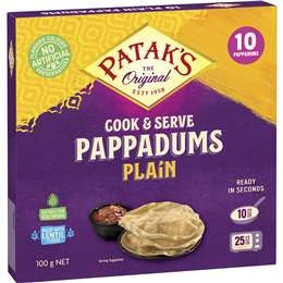 Patak's Cook To Eat Pappadums Plain  100g