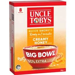 Uncle Tobys Oats Quick Sachets Big Bowl Creamy Honey Porridge 368g