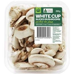 Woolworths White Cup Sliced Mushroom Punnet 200g