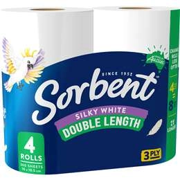 Sorbent Double Length Embossed Toilet Tissue 4 Pack