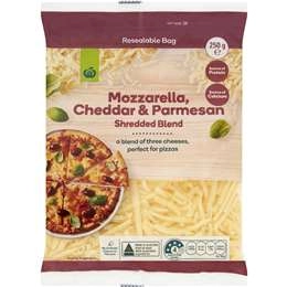 Woolworths Mozzarella Cheddar & Parmesan Shredded Blend 250g