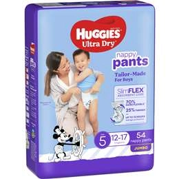 Huggies Ultra Dry Nappy Pants Boys Size 5 (12-17kg) 54 Pack