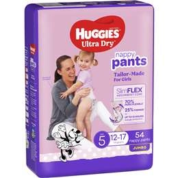 Huggies Ultra Dry Nappy Pants Girls Size 5 (12-17kg) 54 Pack