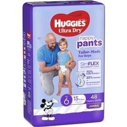 Huggies Ultra Dry Nappy Pants Boys Size 6 (15kg+) 48 Pack