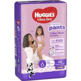 Huggies Ultra Dry Nappy Pants Girls Size 6 (15kg+) 48 Pack