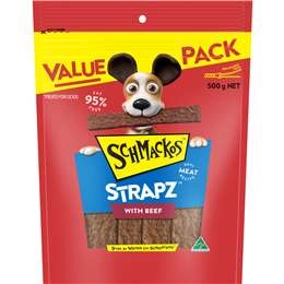 Schmackos Strapz Dog Treats With Beef  500g