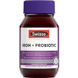 Swisse Ultiboost Iron + Probiotic Capsules 30 Pack