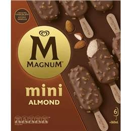 Magnum Mini Ice Cream Sticks Almond 60ml X 6 Pack