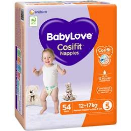 Babylove Cosifit Nappies Size 5 (12-17kg) 54 Pack