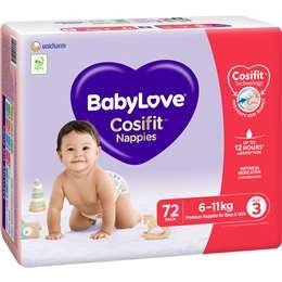 Babylove Cosifit Nappies Size 3 (6-11kg) 72 Pack