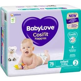 Babylove Cosifit Infant Nappies Size 2 (3-8kg) 76 Pack