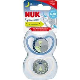 Nuk Space Night Silicone Soother 6-18 Months 2 Pack