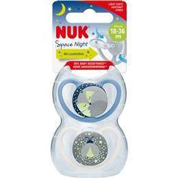 Nuk Space Night Silicone Soother 18-36 Months 2 Pack