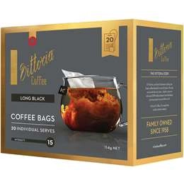 Vittoria Coffee Bags Long Black  20 Pack