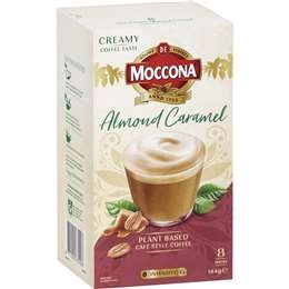 Moccona Plant Based Coffee Sachets Almond Caramel Latte 8 Pack