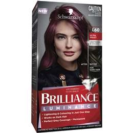 Schwarzkopf Brilliance Purple Hair Dye L60 Ultra Violet Hair Colour Each