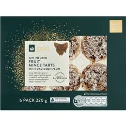 Woolworths Gold Gin Infused Fruit Mince Tarts With Davidson Plum 6 Pack