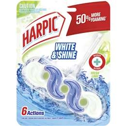 Harpic White & Shine Lime Bleach Toilet Cleaner Block 1 Pack