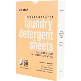 Restor Concentrated Laundry Detergent Sheets Tropical 60 Pack