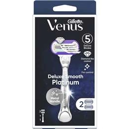 Gillette Venus Deluxe Smooth Platinum Razor With 2 Razor Blades Each