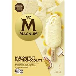 Magnum Passionfruit White Chocolate Frozen Dessert Sticks 4 Pack