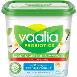 Vaalia Probiotic Lactose Free Yoghurt French Vanilla 900g