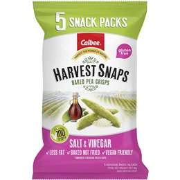 Calbee Harvest Snaps Pea Salt & Vinegar Multipack Baked Crisps 5 Pack