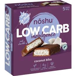 Noshu Low Carb Coconut Bliss Indulgence Bars 5 Pack