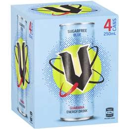 V Energy Sugarfree Blue Guarana Energy Drink 250mlx 4pack