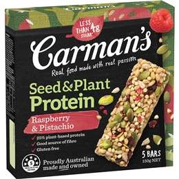 Carman's Protein Bars Seed & Plant, Raspberry & Pistachio 5 Pack