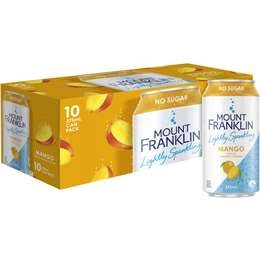 Mount Franklin Lightly Sparkling Water Mango 375ml X10 Pack