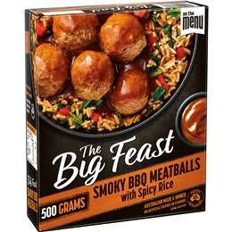 On The Menu Big Feast Bbq Meatballs With Spicy Rice Frozen Meal 500g