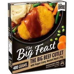 On The Menu Big Feast Beef Cutlet With Mash Frozen Meal 480g