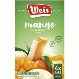 Weis Fruit & Ice Cream Bars Mango 70ml X 4 Pack