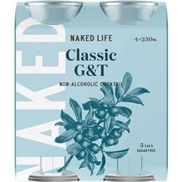 Naked Life Non Alcoholic Classic Gin & Tonic 250ml X4 Pack